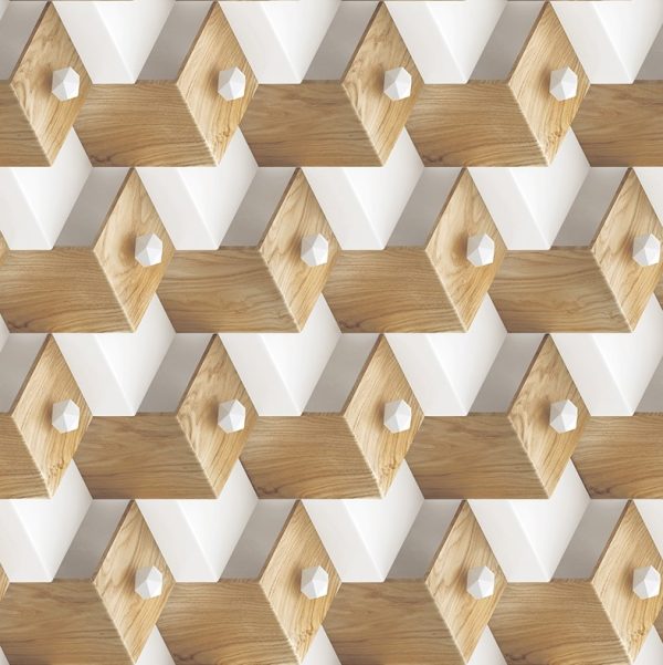 SP 0010 3D 60X60 Wood Geometric Structure 60X60 CM